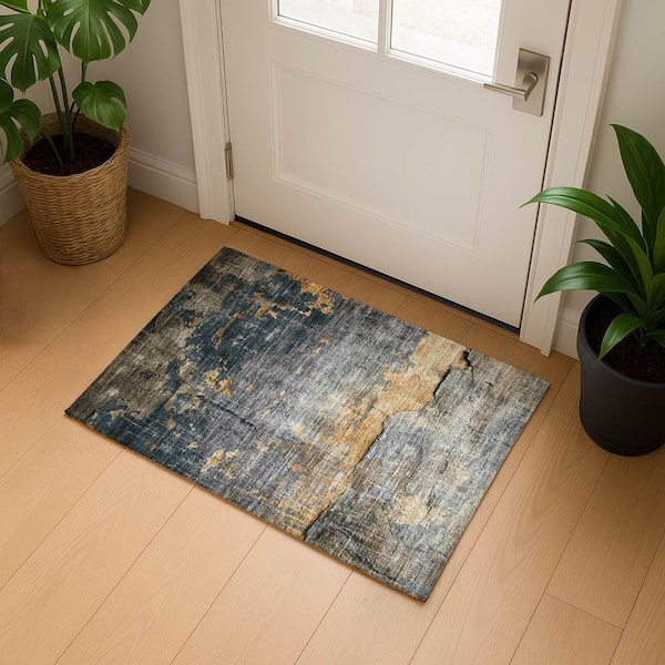 Mayfield Premium Machine Washable Abstract AMF1780 Gray 2 ft. x 3 ft. Area Rug
