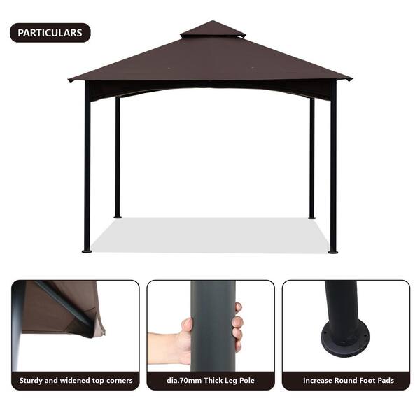 Mondawe 11 ft. x 11 ft. Steel Patio Square 2-Tier Garden