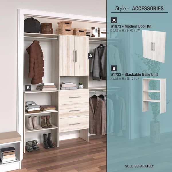 ClosetMaid 73.1 in W - in W Bleached Walnut Modern Style Basic Plus Closet System Kit 6711 - The Home Depot