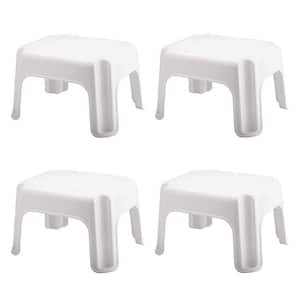 Durable Plastic Step Stool with 300 lbs. Weight Capacity, White (4-Pack)