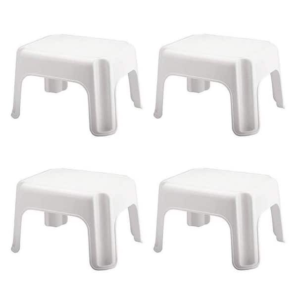 Rubbermaid Durable Plastic Step Stool with 300 lbs. Weight Capacity, White (4-Pack)