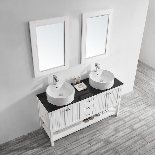 Roswell Modena 60 In Bath Vanity, Mirrored Bathroom Vanity With Vessel Sink