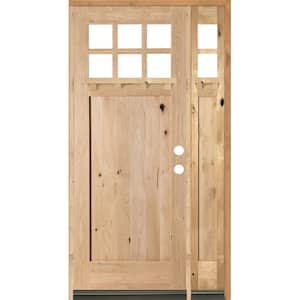 56 in. x 96 in. Craftsman Knotty Alder 1 PNL 6 Lt DS Unfinished Left-Hand Inswing Prehung Front Door/Right Sidelite