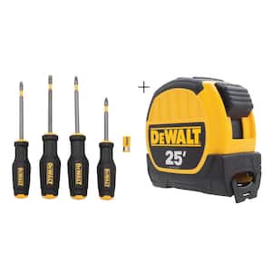 Combination MAXFIT Screwdriver Set (4-Piece) and 25 ft. x 1-1/8 in. Tape Measure