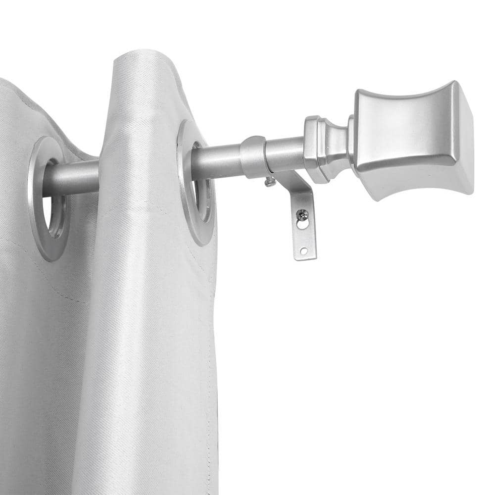 Adjustable Nickel Metal Single Curtain Rod with Decorative Finials