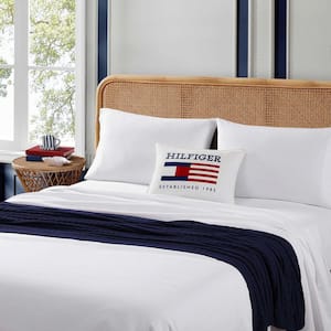 Hilfiger Graphic 1985 1 Piece White/Blue/Red Cotton 15x20 Decorative Pillow