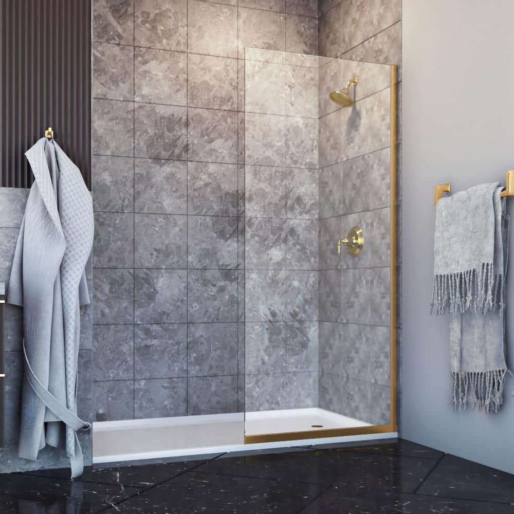 Eurolite 34" x 76" Brushed Gold Semi Frameless Shower Door