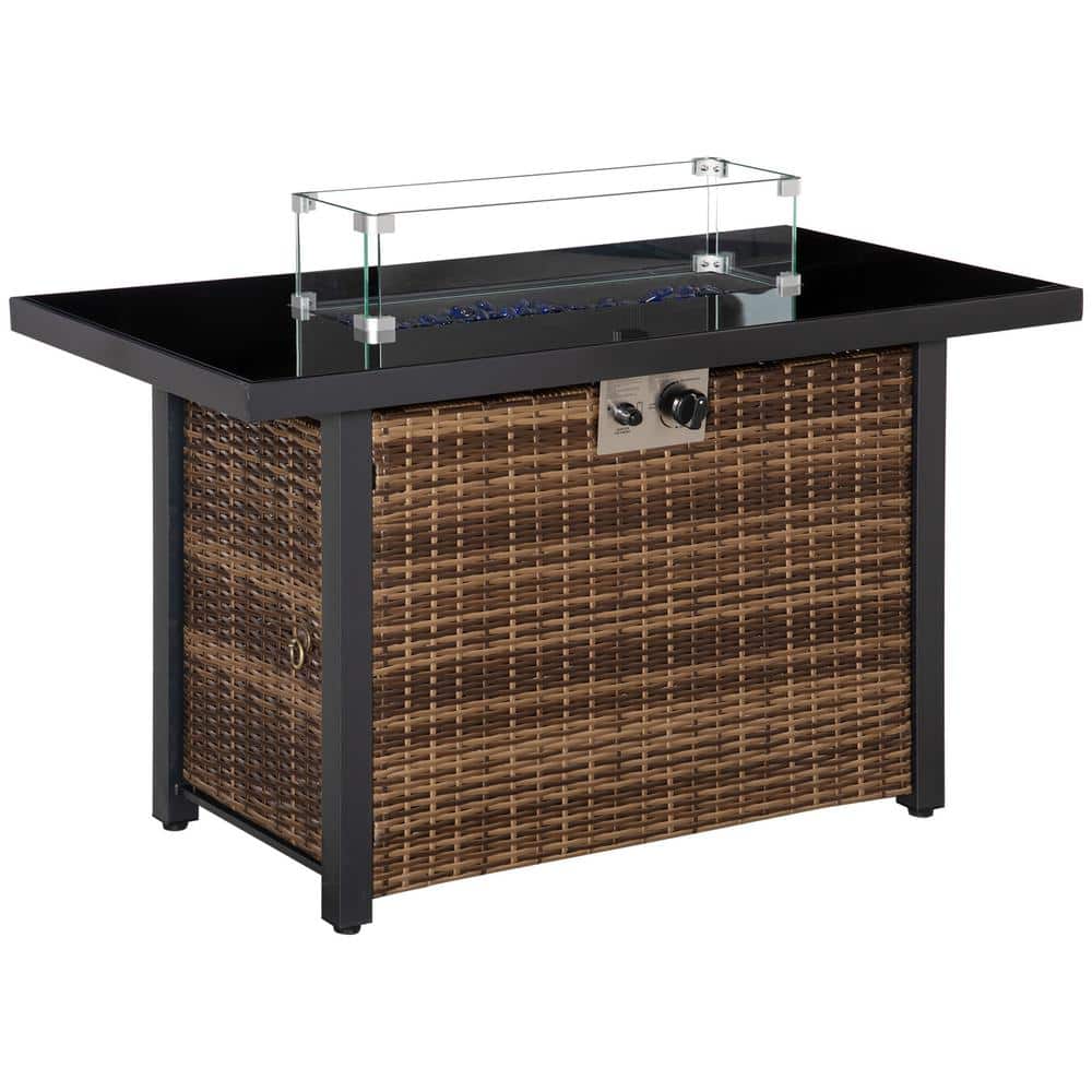 50 000BTU 43 in. Rectangle Outdoor Fire Pit Table Propane with Auto-Ignitio