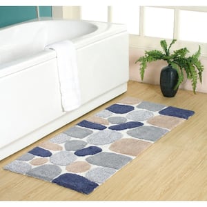 Pebbles Blue Sienna 24 in. x 60 in. Bath Runner