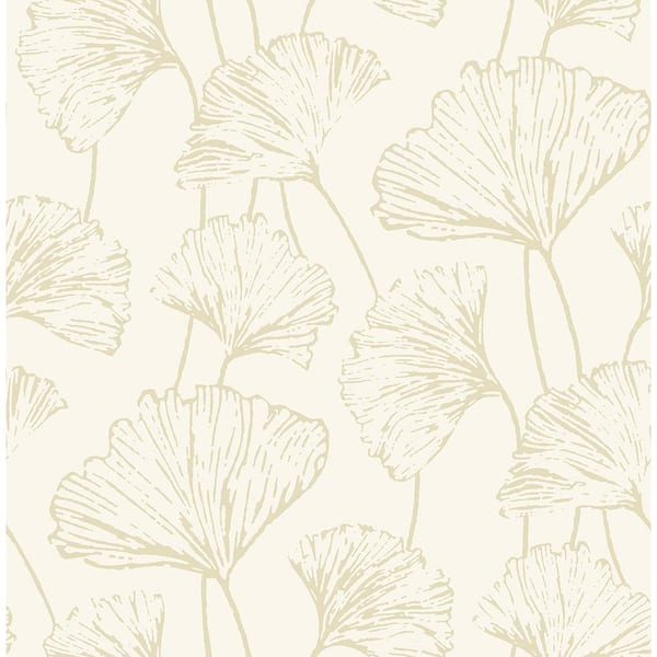 A-Street Prints Reverie Gold Ginkgo Gold Wallpaper Sample