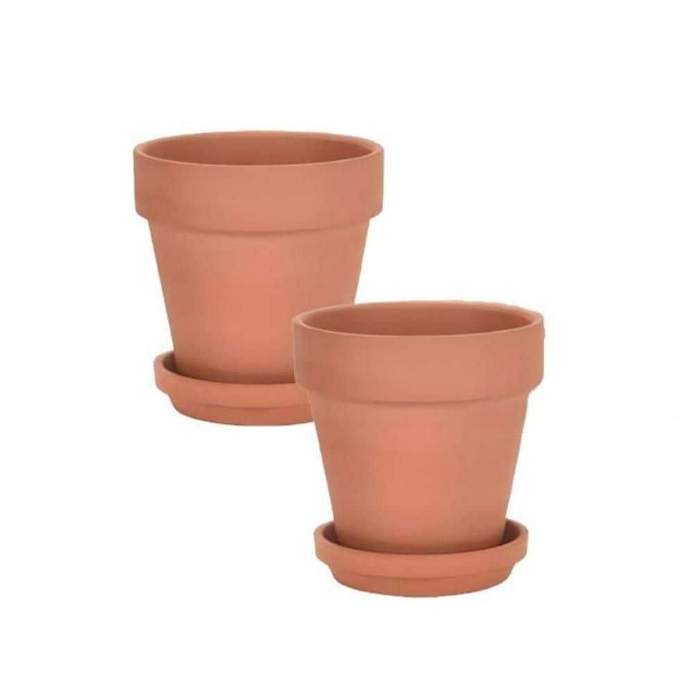 Clay Pot for Plant with Saucer, 2-Pack Terracotta  Cotta Plant Pot with Drainage Hole (7.9 in. W x 7.1 in. H) price history on PriceWatchPro
