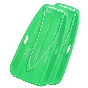 35 in. x 18 in. x 4 in. Downhill Winter Toboggan Snow Sled with Rope (Green, 2-Piece)