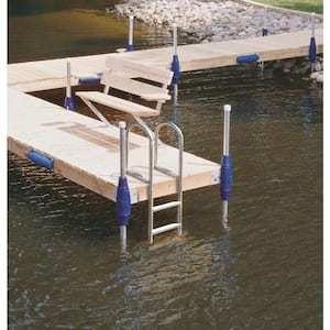 6-Rung 20-in. Wide Aluminum Boat Dock Ladder with Skid-Resistant Rungs for Seawalls and Stationary Boat Dock Systems