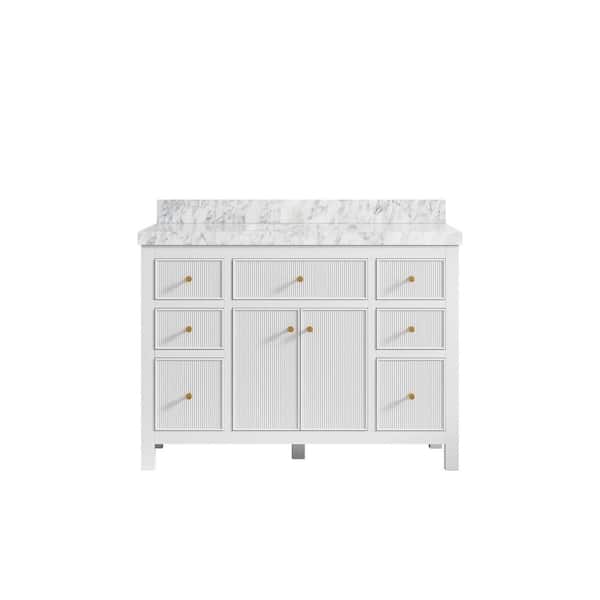 Willow Collections Sonoma 48 in. W x 22 in. D x 36 in. H Bath Vanity in White with 2" Carrara Marble Top