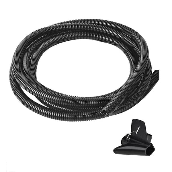 Ahfiwaso 1/2 in. 25 ft. Black Cable Cover Flame Retardant Split Wire Loom Flexible Tubing with Insertion Tool and Heat Resistant