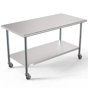 30 in. x 60 in. Stainless Steel Kitchen Utility Table with Casters