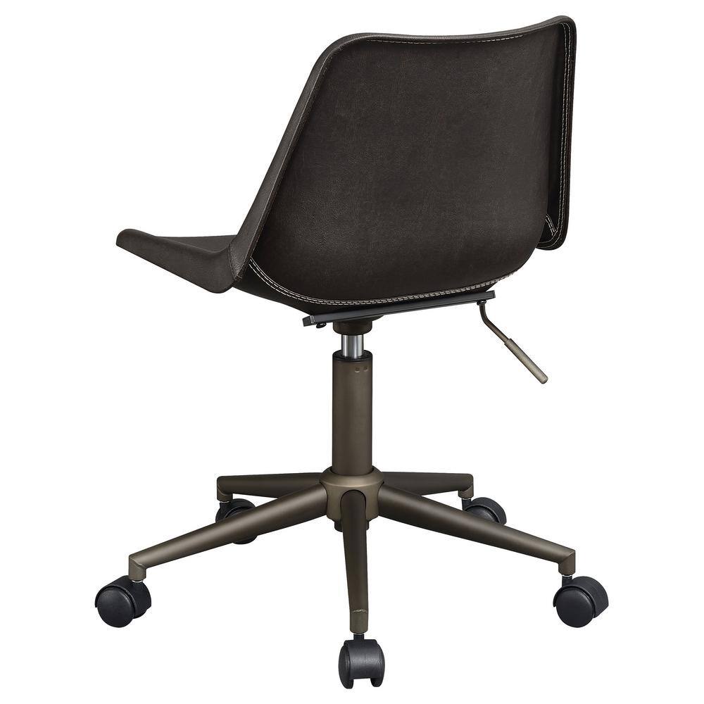 Contemporary Brown Fabric and Rustic Taupe Metal Desk Chair
