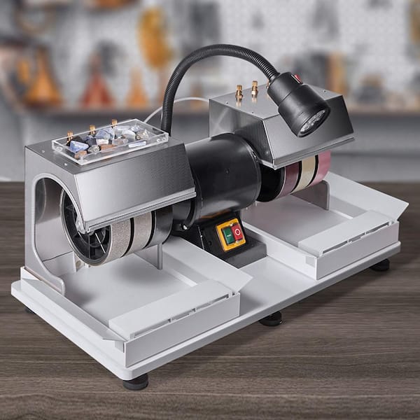 6 in. Cabbing Machine, 1/4HP 1800rpm Lapidary Rock Grinder and Polisher with Lamp, Gem Faceting Machine for Gemstones