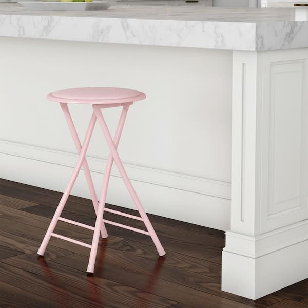 Pink Metal Frame Padded Seat Folding Chair