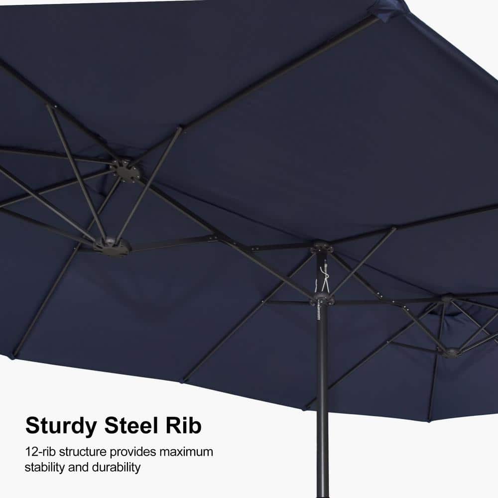 Navy Blue 15ft Aluminum Market Patio Umbrella with Stand