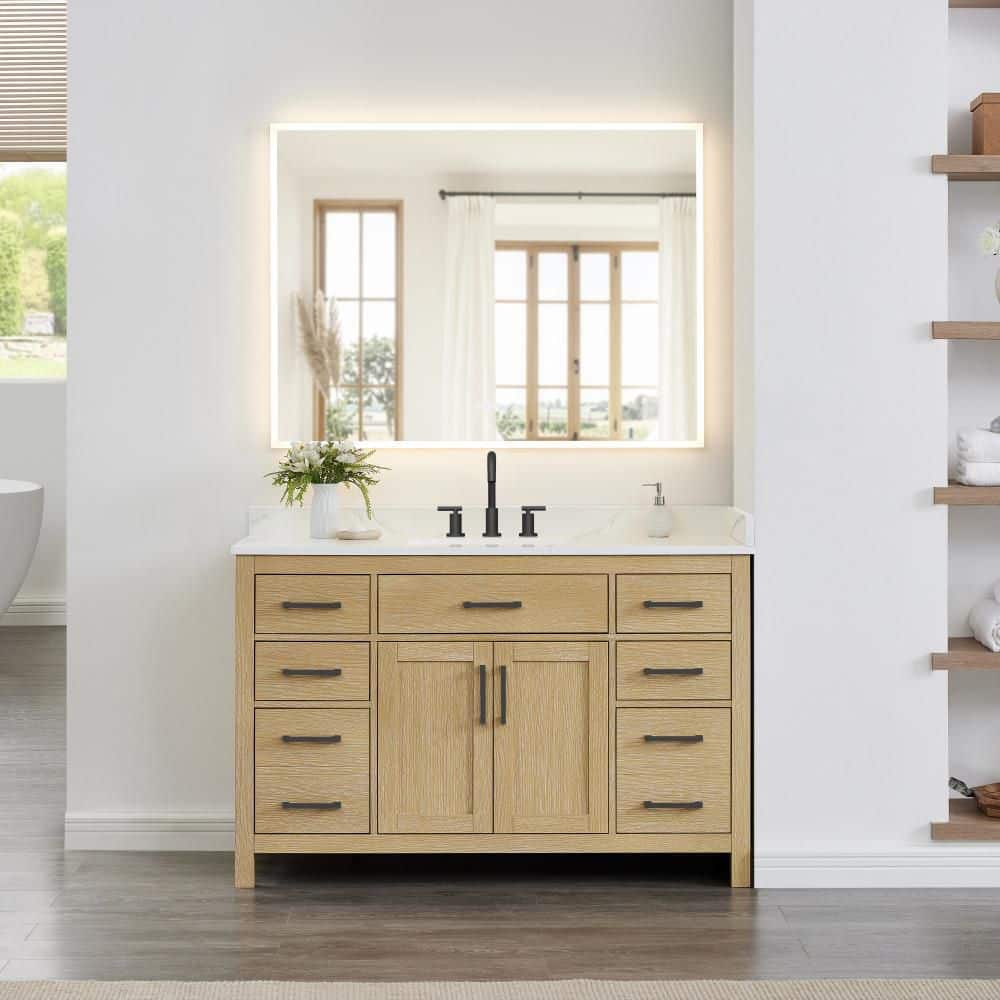Beckett 54 in. Single Freestanding Whitewashed Oak Bath Vanity with Top price history on PriceWatchPro