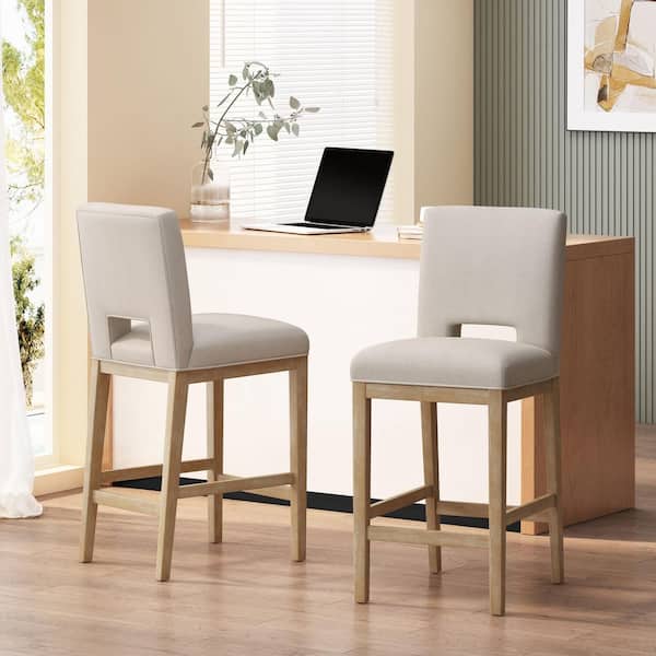 Elmcrest 45.5 in. High Back Wheat and Weathered Natural Wood Counter Stool (Set of 2) Extra Tall