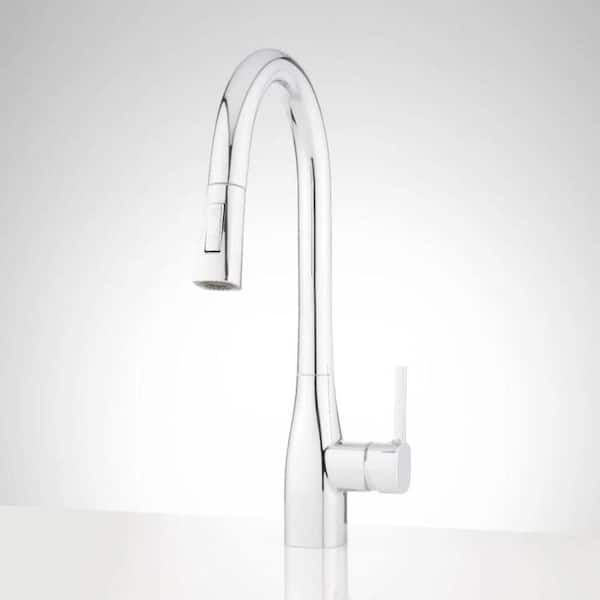 SIGNATURE HARDWARE Carin Single Handle Pull Down Sprayer Kitchen Faucet in Chrome