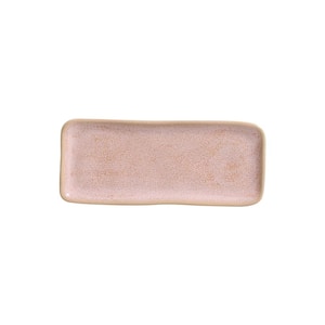 8.66 in. Litchi Pink Stoneware Rectangular Platter Organic (Set of 4)