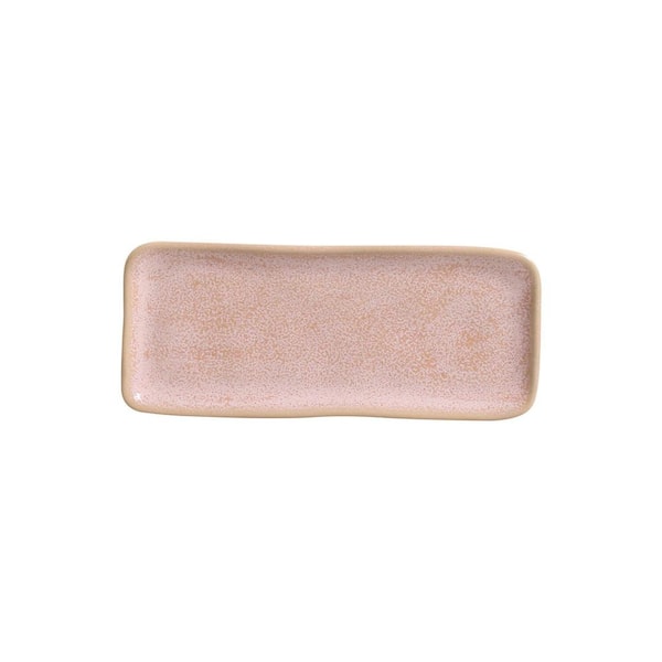 PORTO BRASIL 8.66 in. Litchi Pink Stoneware Rectangular Platter Organic (Set of 4)
