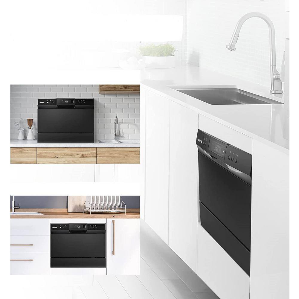 Comfee Black 21-Inch Portable Mini Dishwasher with Stainless Steel Tub