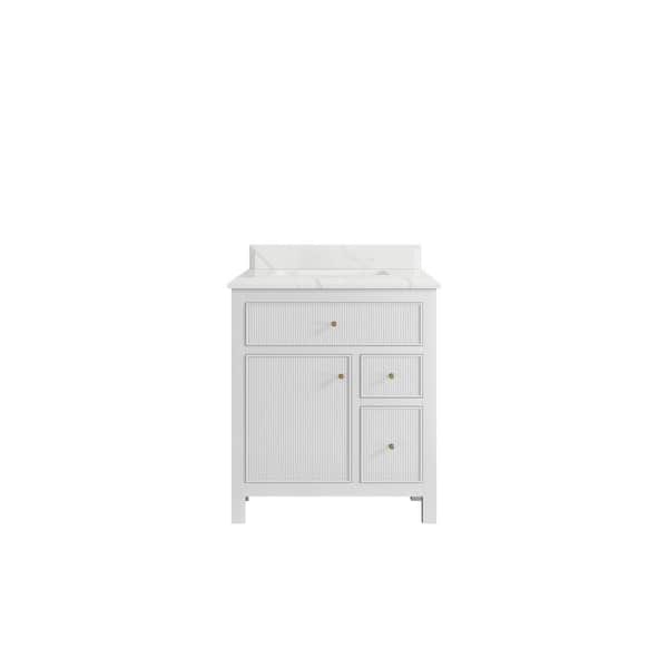 Willow Collections Sonoma 30 in. W x 22 in. D x 36 in. H Bath Vanity in White with 1.5 in. Calacatta Quartz Top