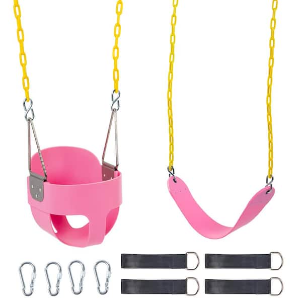 Karl home High Back Bucket Toddler Swing and Havy-Duty Strap Swing Seat with Chain