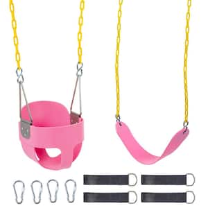 High Back Bucket Toddler Swing and Havy-Duty Strap Swing Seat with Chain