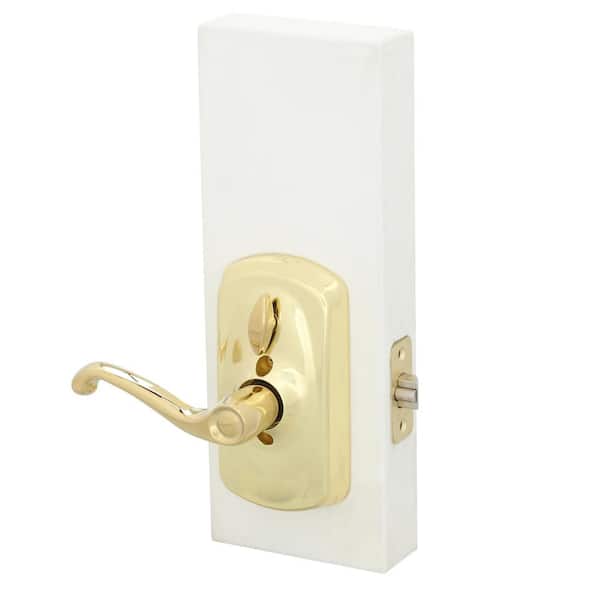 Schlage Plymouth Bright Brass Electronic Door Lock with Flair Door Schlage Plymouth Bright Brass Electronic Door Lock with Flair Door