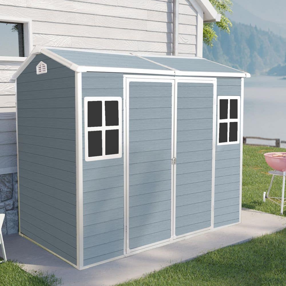 8 ft x 4 ft resin outdoor storage shed tool shed, covered area 32 sq. ft. w