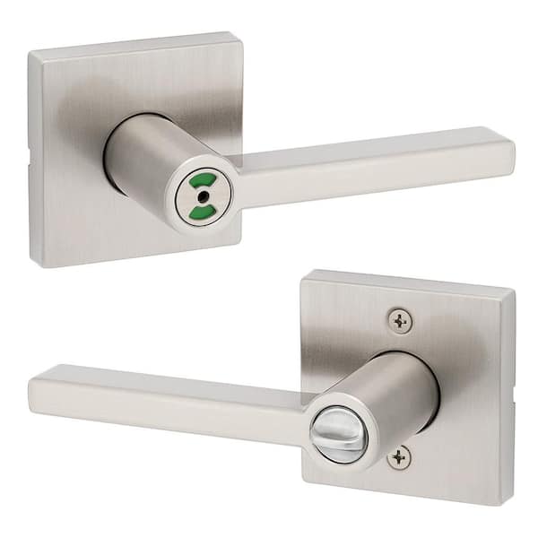 Kwikset Halifax Satin Nickel Keyed Storeroom Square Door Handle