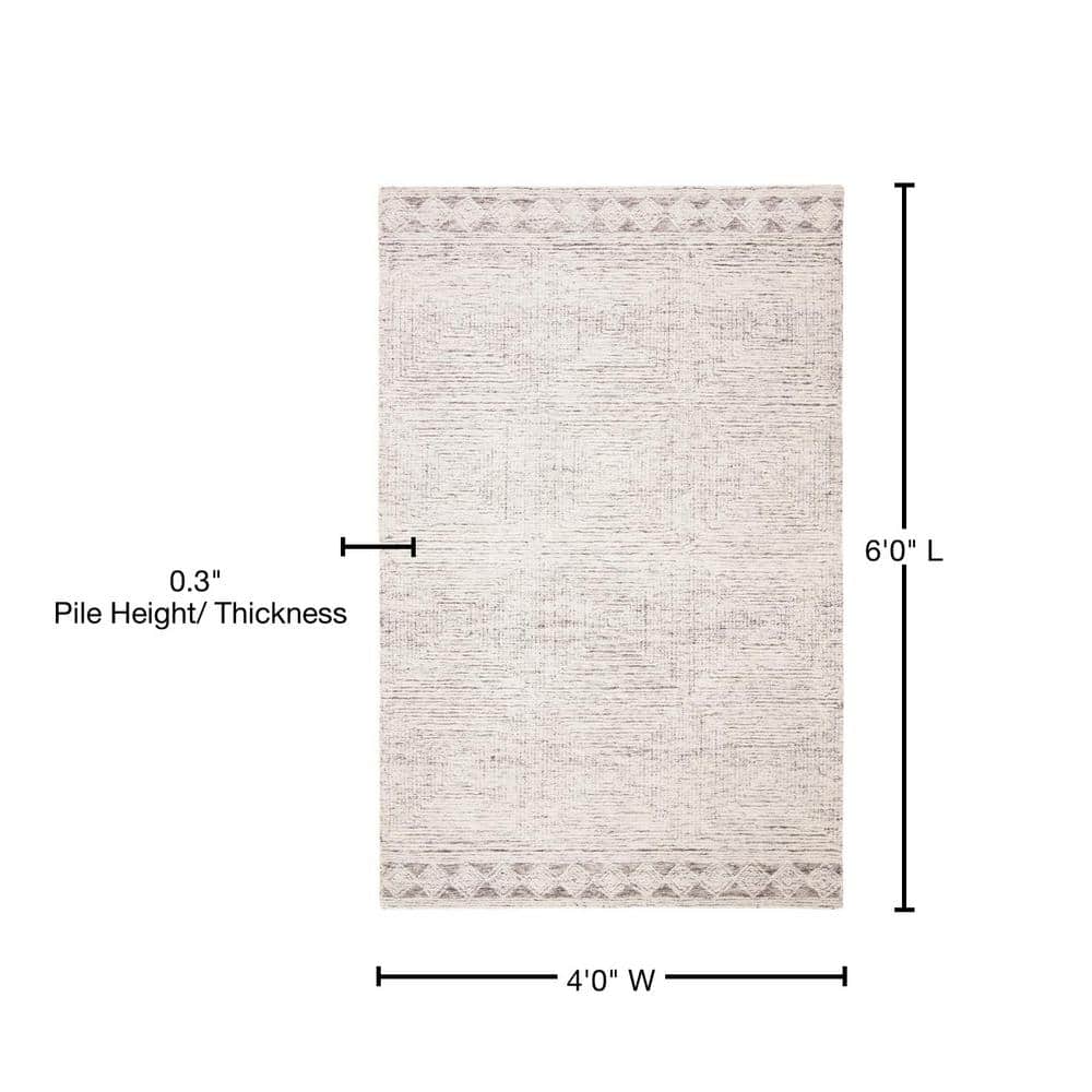 Hand-Tufted Ivory/Grey Wool Abstract Area Rug 4' x 6'