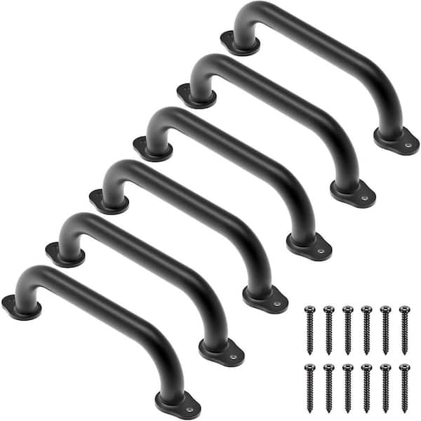 6 Pack 12 in. Metal Safety Playground Handle Wider Base Design for Climbing Frame Treehouse Swing Set Accessories Black