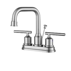 4 in. Centerset Double-Handle High Arc Bathroom Sink Faucet in Brushed Nickel