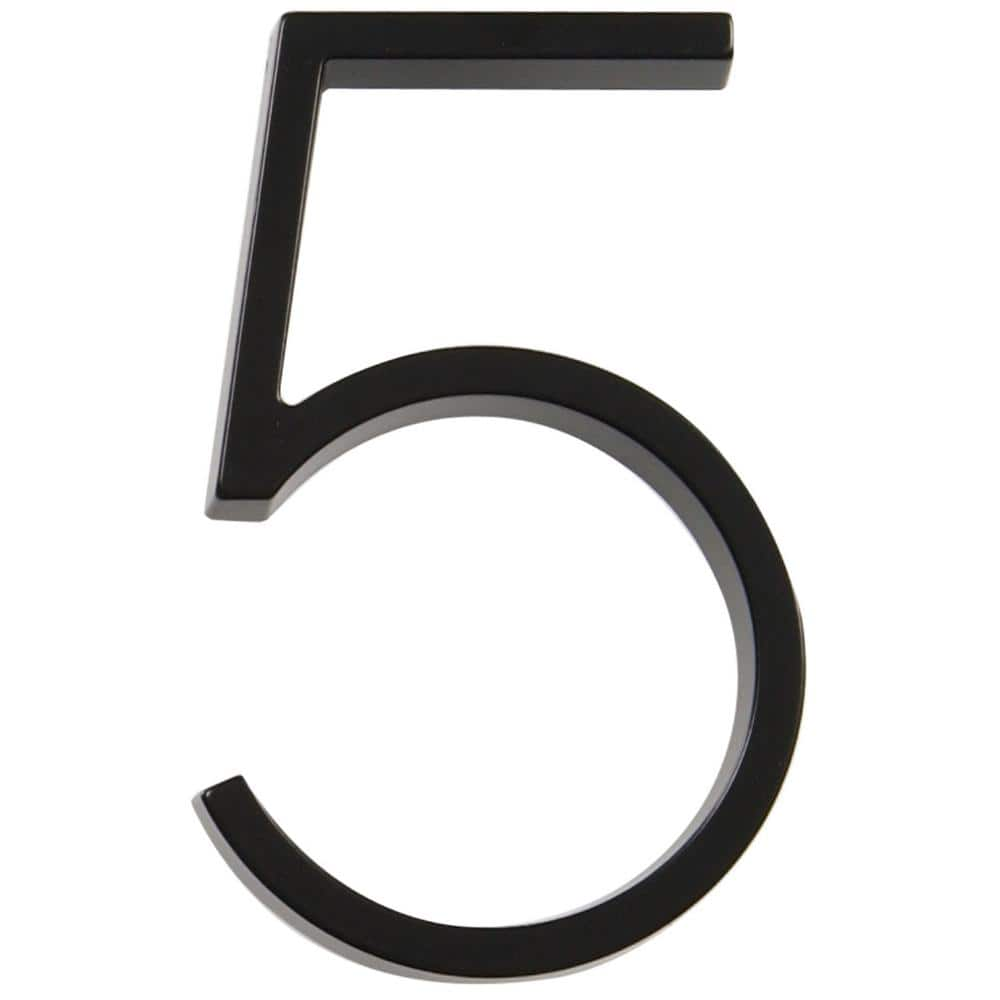 Everbilt 5 in. Black Floating or FLush House Number 5 30756