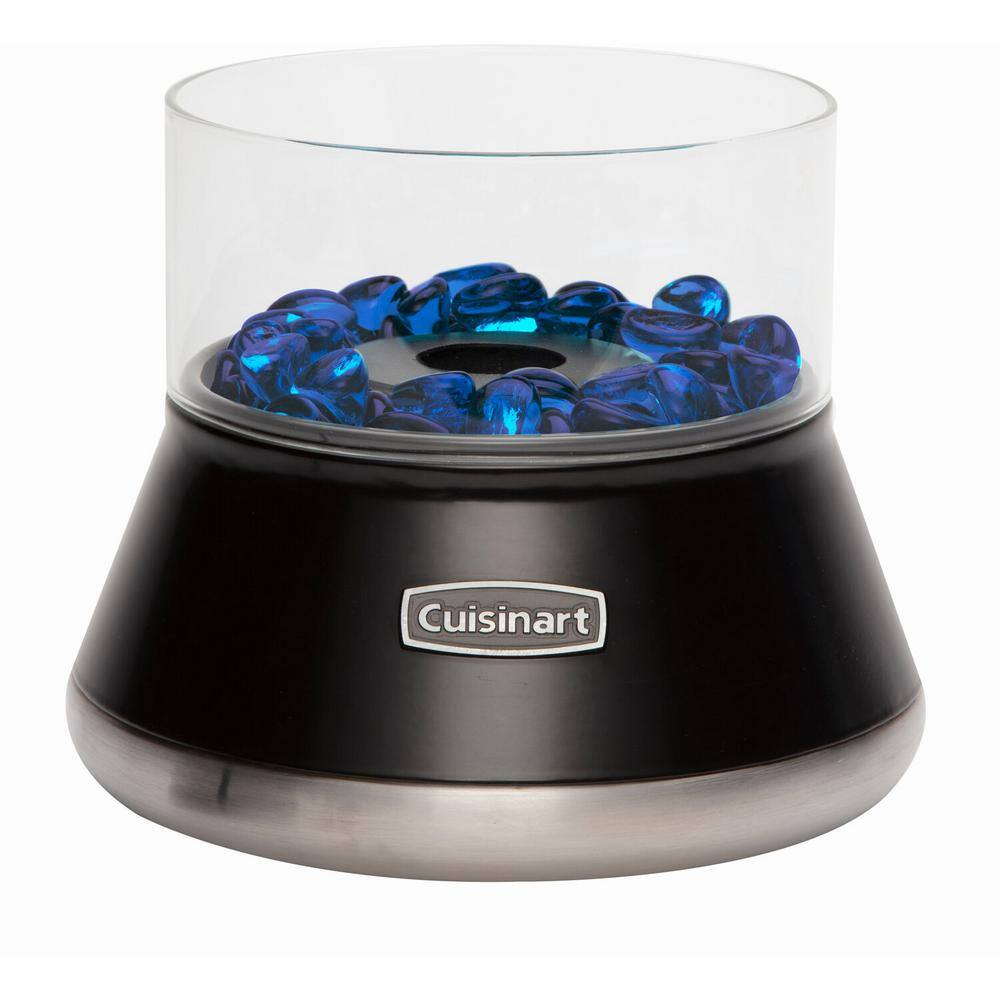 Compact Black Glass Tabletop Fire Pit