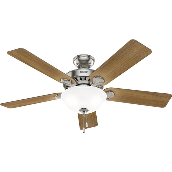 Hunter - Pro's Best 52 in. Indoor Brushed Nickel Ceiling Fan with Light Kit Included