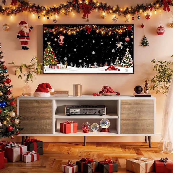 58 in. Modern Simplicity TV Stand Scandi White Media Console Fits TV's up to 65 in.