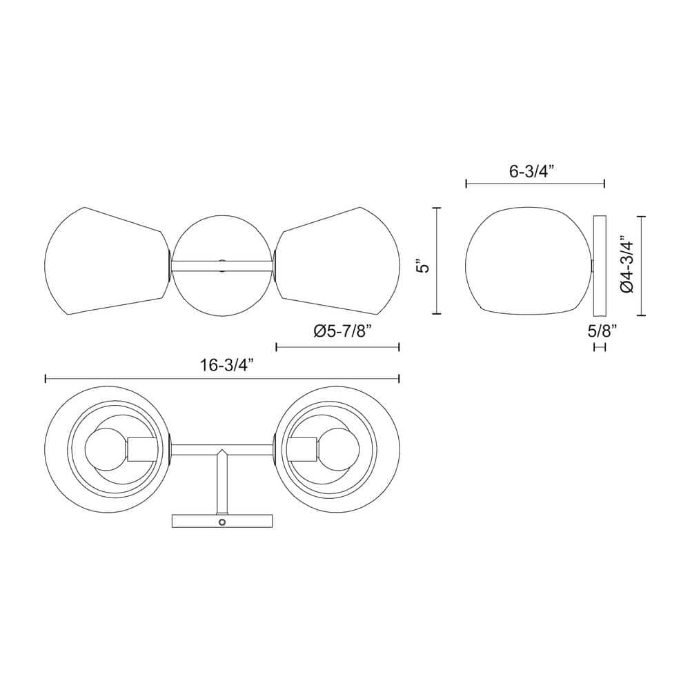 Willow Matte Black 2-Light Vanity with Clear Glass Shades
