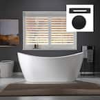Bayfield 67 in. Acrylic FlatBottom Double Slipper Bathtub with Matte Black Overflow and Drain Included in White