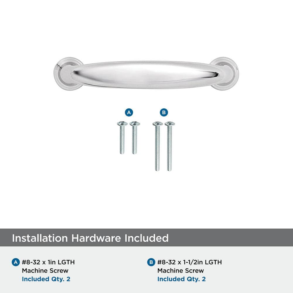 Polished Chrome 3" Cabinet Bar Pull with Mounting Hardware