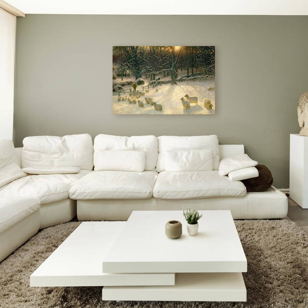 Winter Sheep Scene Canvas Art in 24'' x 16''