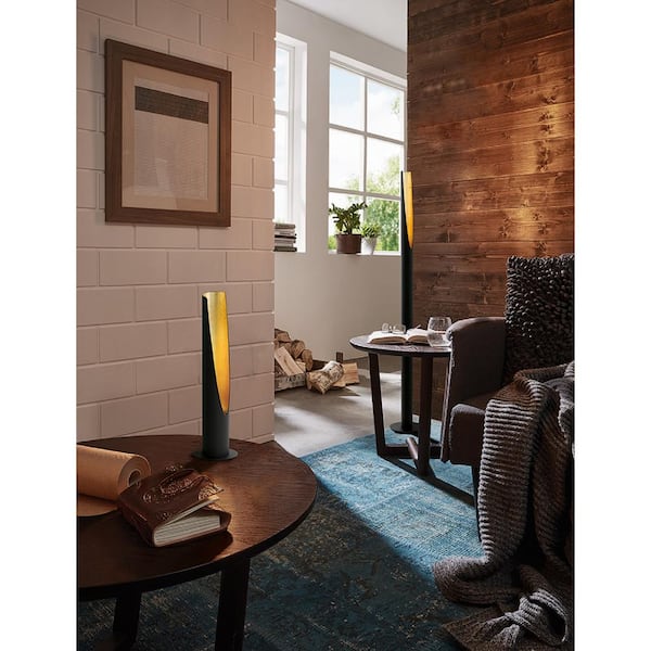 Barbotto 7.25 in. W x 53.86 in. H 1-Light Matte Black and Gold Interior Floor Lamp