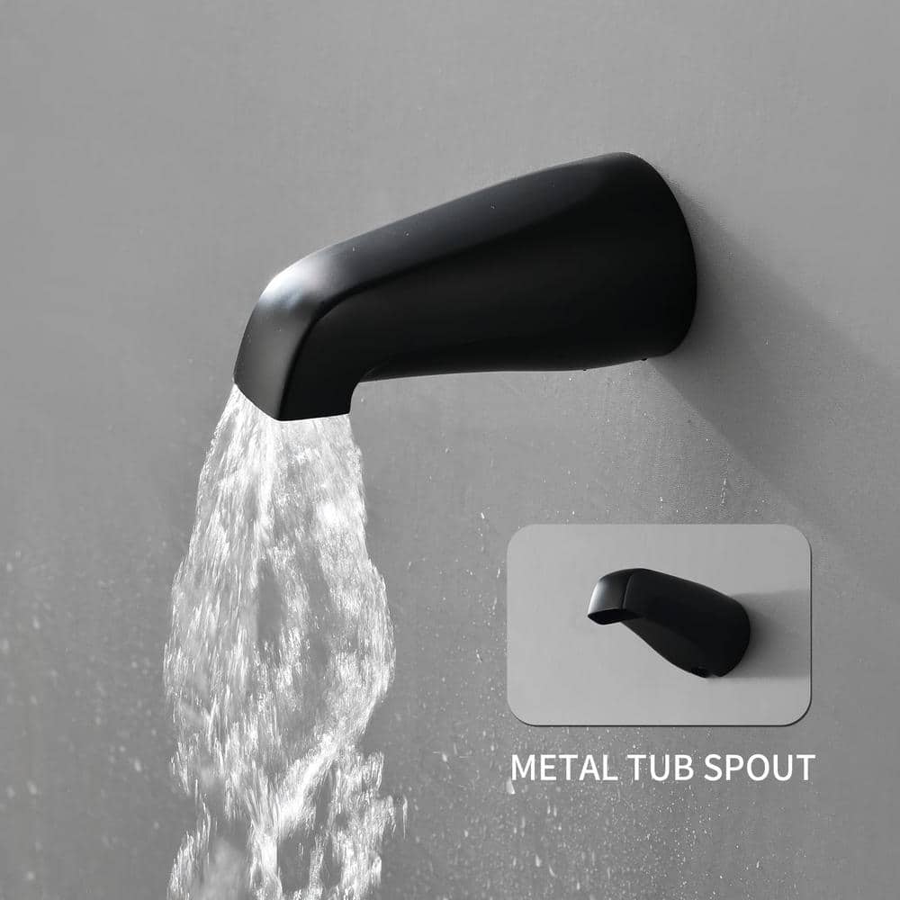 Matte Black Triple Handle Wall Mounted Shower Faucet Set