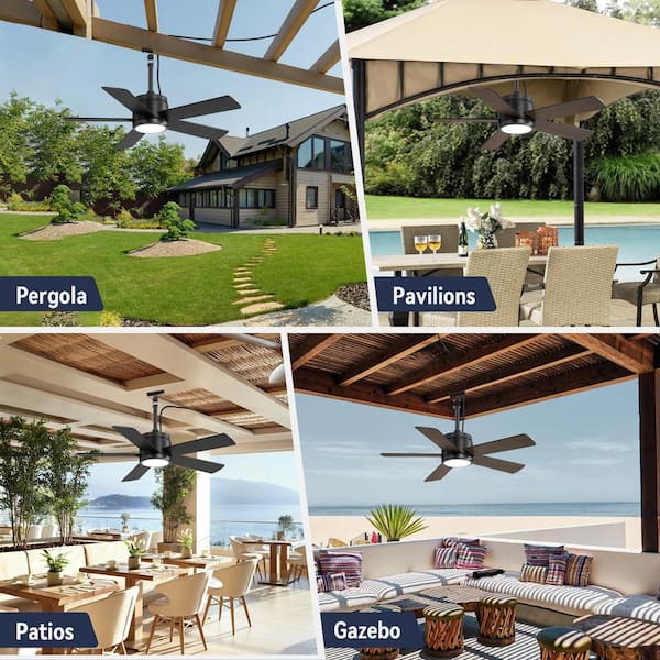 42in Outdoor Ceiling Fan with LED Lights, IP65 Waterproof Gazebo Hanging Fan with Remote Control Smart App 3CCT 6-Speeds